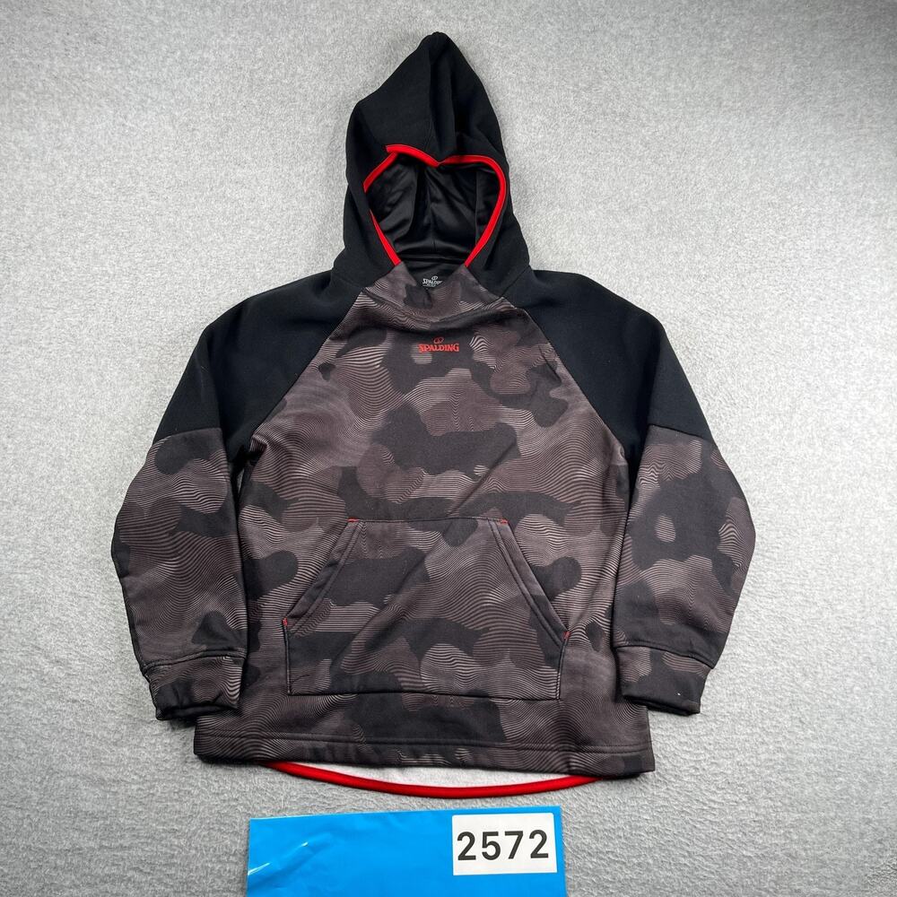 Spalding Hoodie Sweatshirt Blur Camouflage Gray Youth 10/12H Pocket Active
